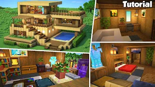 Minecraft: Survival Wooden House #2 Interior Tutorial - How to Build -💡Material List in Description!