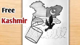 Kashmir Day Drawing - Kashmir Solidarity Day Poster - Easy Pencil Drawing - 5th February drawing