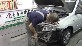 Ремонт кузова Лада Гранта. Body repair after an accident.