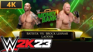 WWE 2k23 Brock Lesnar Vs Batista Gameplay || Money in the bank Ladder MATCH. 4k 60fps