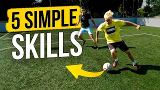 5 SIMPLE FIRST TOUCH SKILL MOVES TO BEAT DEFENDERS / Learn 5 BASIC skills