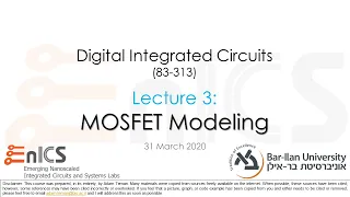 VLSI - Lecture 3a-b: MOSFET Modeling