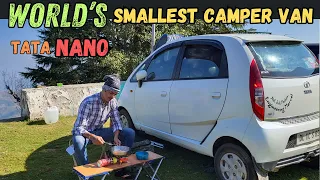 World's Smallest Camper Van | Tata Nano Camping Van | Car Camping Setup | Camper Van Review |Caravan