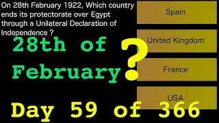 On This Date 28th February General Knowledge Pub Trivia/Quiz. Day 59 of 366. Quiz Off Episode 181