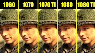 Call Of Duty WW2 1080 TI Vs 1080 Vs 1070 TI Vs 1070 Vs 1060 Frame Rate Comparison