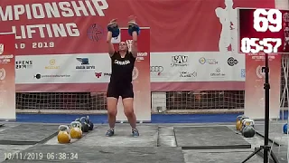 Pam Wheat winning the Silver Medal in Biathlon Jerk