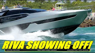 RIVA YACHT SHOWING OFF! CHECK OUT THE FAMOUS HAULOVER INLET ON A ROUGH DAY!  MIAMI'S YACHT CHANNEL