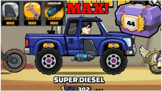 MAXING OUT BEST SUPER DIESEL SETUP!, Challenge with Friends, Team Chest LVL44! - Hill Climb Racing 2