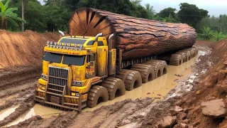 MOST CRAZY Biggest Wood Logging Truck Operator Skill Working At Another Level