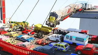 Trains Vs Bridge with Traffic | Teardown