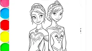 Disney princess elsa anna Frozen drawing, how to draw Elsa and Anna, Frozen Princess drawing