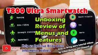 T800 Ultra Smartwatch - Unboxing Review of Menus and Features
