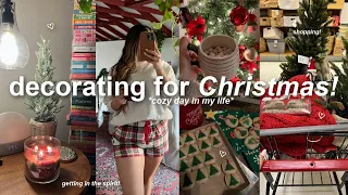 VLOG🎄: decorating for Christmas, shopping day, getting into the holiday spirit, & cozy night!