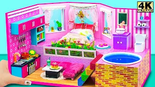 Build Special Vacation Apartment with Large Bedroom next Pool from Cardboard | DIY Miniature House