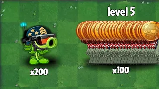 PvZ 2 Challenge - 200 Plants Level 1 Vs 100 Amberhead Zombies Level 5 - Who will win?