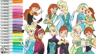 Disney Princess Coloring Book Compilation Frozen Sisters Anna Elsa Olaf Kristoff