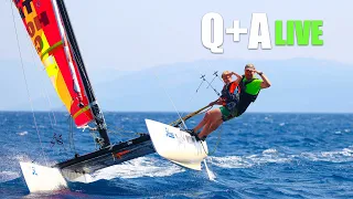 THE HIGH WIND GYBE! Q+A Live ⛵️ Your Catamaran Sailing Questions Answered