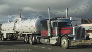 Truck Spotting Arizona USA | Peterbilt Kenworth & other Trucks | Jake Brake Engine Traffic Sounds