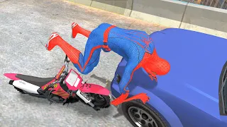 Brutal Motorcycle SpiderMan Ragdolls - GTA IV #37 (Euphoria Physics)