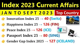 Index 2023 Current Affairs  | सूचकांक 2023 | Important Index 2023 | Current Affairs 2023 | Indologus