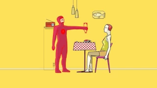 Superhero The Tomatoman in action // Супергерой Томатомэн в действии