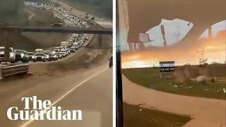 Canada wildfires: huge queues on highway as thousands evacuate oil town
