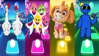 Chicken Song Vs Baby Shark Vs Paw Patrol Vs Rainbow Friends | Tiles Hop EDM Rush