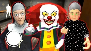 СТРАШНЫЙ КЛОУН И МОНАХИНЯ БАБКА ГРЕННИ - Clown Neighbor Gang Granny