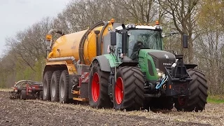 Bouwland bemesten: VEENHUIS Tridem 26 cuub+Fendt 936 Vario