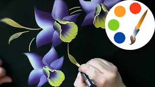 Easy painting, One Stroke,  How to paint lilac orchids