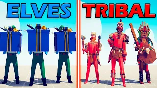 PRESENT ELF TEAM vs MEGA TRIBAL TEAM - Totally Accurate Battle Simulator | TABS