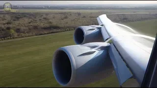 BEST EVER B747-8 Wing View! BEST vortex & aerial views: Lufthansa Buenos Aires! [AirClips]