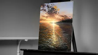 Painting a Sunset Over The Ocean Beach with Acrylics - Paint with Ryan