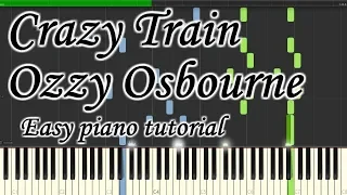 Crazy Train - Ozzy Osbourne - Very easy and simple piano tutorial synthesia planetcover