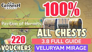 How to: 3.8 ALL CHESTS & JOYEUX VOUCHERS | Pavilion of Hermits 100% FULL GUIDE【 Genshin Impact 】