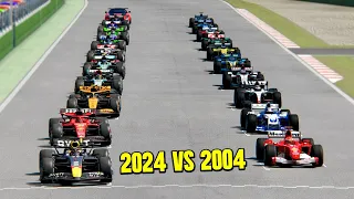 All F1 2024 Cars vs All F1 2004 Cars - Monza GP