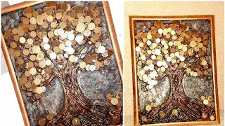 Денежное дерево из монет своими руками. A money tree made of coins. DIY.