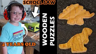 4 Year Old Makes Wooden Puzzles with a SCROLLSAW!!!!!