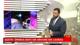 Ônibus bate em árvore em Lavras