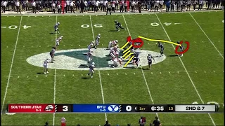 BYU football vs SUU. Play action pass ends in INT, why?