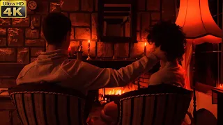 4K 🔥 Two by the fireplace.  Music - Remembering Her |👉 Двое у Камина. Музыка - Вспоминая ее. Отдых