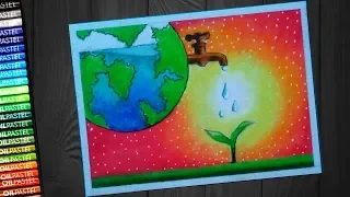 How To Draw Save Water Save Earth Poster - step by step