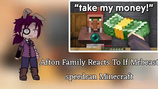 Afton Family Reacts To If Mrbeast Speedran Minecraft || Gacha Club || Minecraft/Mrbeast ||