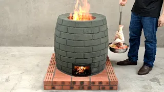 How to make a beautiful tandoor oven from red brick and clay