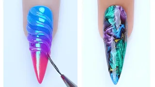 How to do ombre nails with regular polish | Unicorn horn nails tutorial | Nails Unique