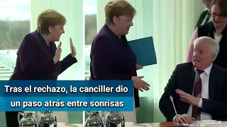 Ministro de Interior de Alemania evita darle la mano a Merkel por coronavirus