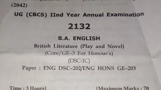 HPU BA 2nd year British Literature ( Play and novel) paper code: ENG DSC-202 📝 question paper