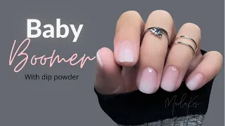Baby boomer pink and white ombré with dip powder