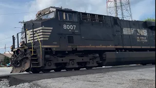NS short intermodal mixed freight train w/ NS and UP power.