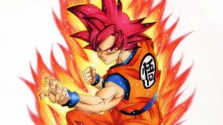 孫悟空 超サイヤ人ゴッド 描いてみた/Drawing Goku Super Saiyan God